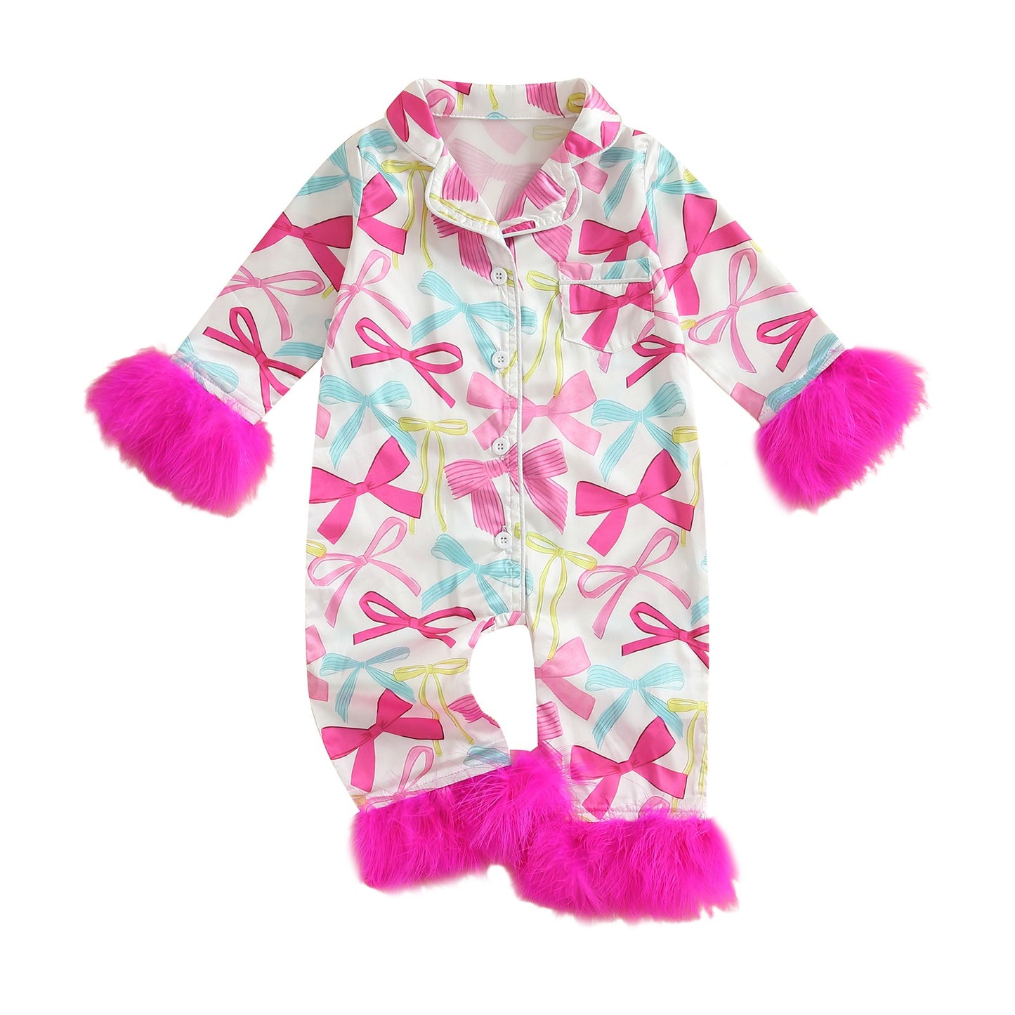 Citgeett Autumn Infant Baby Girls Jumpsuit Long Sleeve Bow Print Button Patchwork Casual Romper Fall Clothes