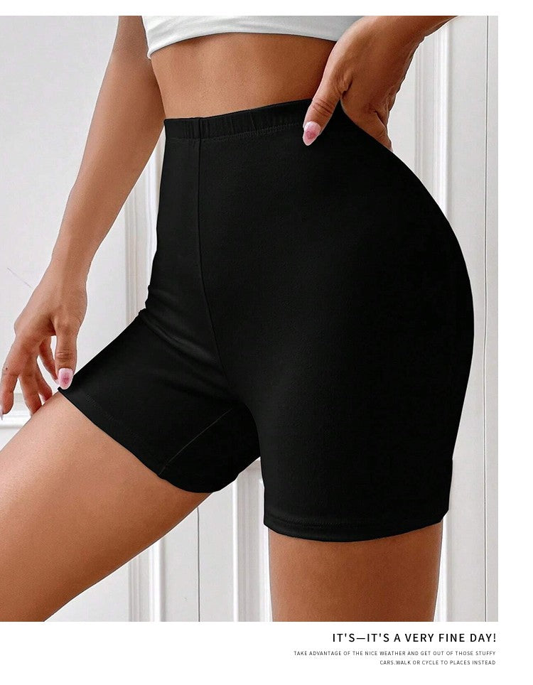 Trend Women Sports Shorts  Simple White Line Letter Graphic Print Tight Shorts High Elastic Comfortable Soft Thin Female Clothes