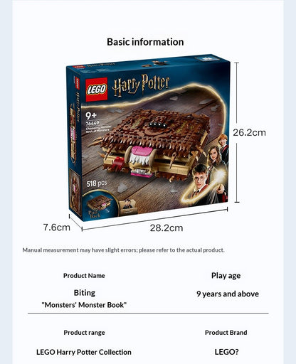 LEGO blocos de montar montam livro de monstros mordedores Harry Potter 76449 para meninos e meninas, brinquedos infantis, presentes de Natal