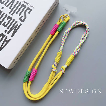 Cordão de pescoço tipo alça transversal ajustável para celular, estilo coreano, com remendo de substituição para acessórios de celular