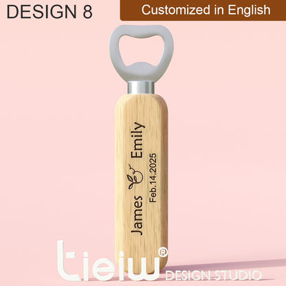 12PCS Custom Wedding Gift Bottle Opener Wedding Favors for Guests Personalized Wooden Opener as Gift for Wedding Decoration