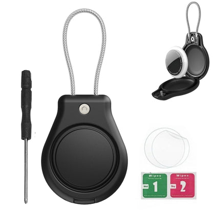 2/1 Pack Genuine Leather AirTag Keychain Holder . Secure Key Chain Case for Pet Collar Luggage Bag Full Cover Protective Keyring