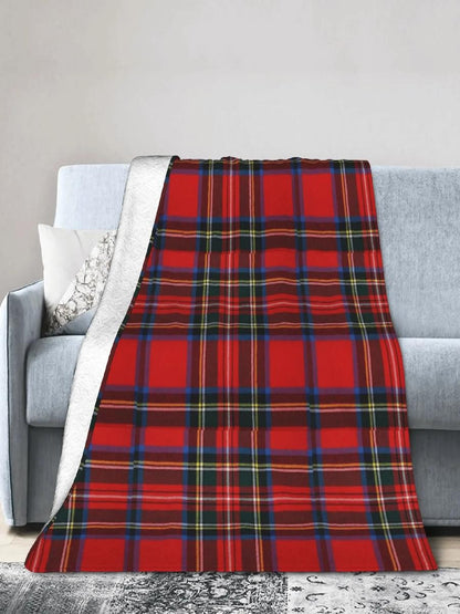 Manta Leve Xadrez Tartan Stewart Fina Perfeita para Cama Sofá Primavera Presente de Natal