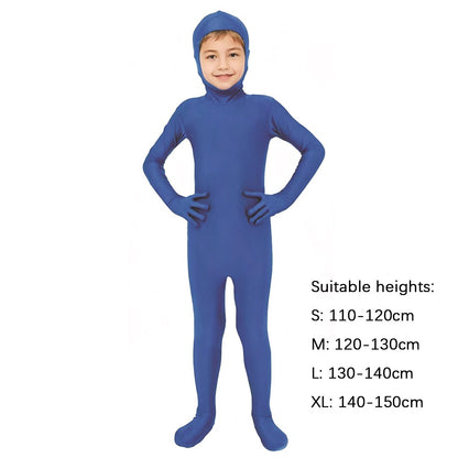 Kids Zentai Invisible Jumpsuit Cosplay Costume Bodysuits Halloween Carnival Skin Tight Suit Spandex Stretch Disappearing
