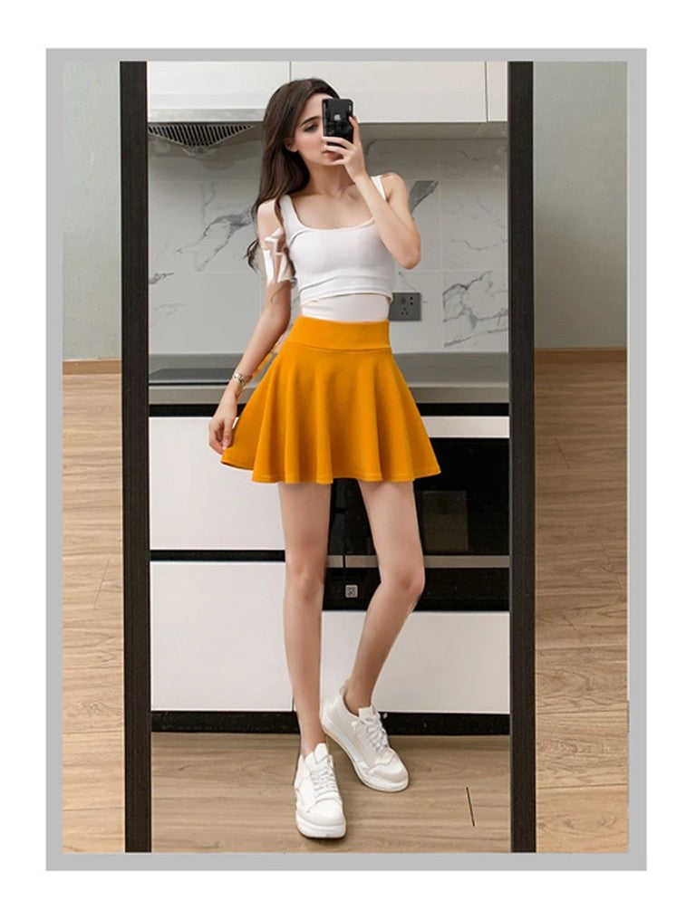 Bubble Short Skirt Women Half Skirt Anti Exposure High Waist Sun Underwear Hundred Pleats