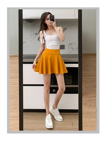 Bubble Short Skirt Women Half Skirt Anti Exposure High Waist Sun Underwear Hundred Pleats