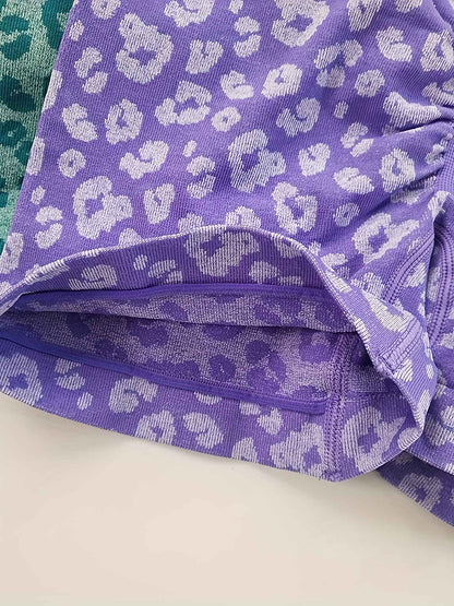 Women's Leopard Print High-Waisted Biker Shorts-Peach Butt-Lifting,Slim-Fit,Quick-Drying,Stretchy for Running,Yoga & Fitness