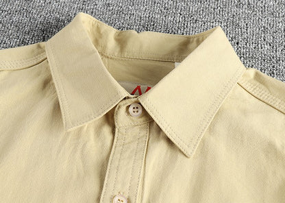 2024 Summer New American Retro Short Sleeve Lapel Cargo Shirt Men's Simple 100% Cotton Washed Double Pockets Casual Blouses