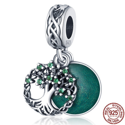 925 Sterling Silver Green Series Flower Tree Apple Pendant DIY Fine Beads Fit Original Charms Bracelet Women Jewelry Diy
