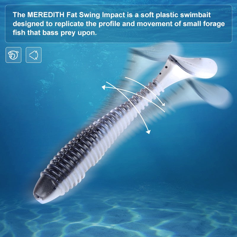 Iscas de Pesca MEREDITH Swing Impact FAT 75mm 85mm 180mm Iscas com Cauda de Remo Wobbler Isca Macia de Pesca para Baixo Isca de Silicone