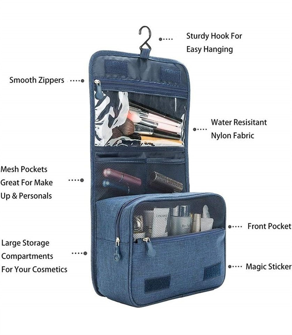 Portable Toiletry Washbag with Hanging Hook Waterproof Women Bathroom Cosmetic Storage Bag Large Capacity Travel Men Makeup Case