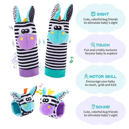 Baby Infant Wrist Rattle Socks Toys 0-12 Month Girl Boy Learning Toy Early Educational Development Cute Toddlers Sensory Gifts