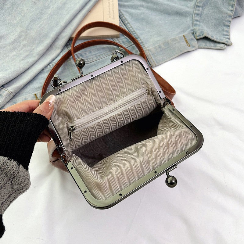 Vintage Style Women Handbag Brown Versatile Designer Shoulder Bag PU Leather Ladys Shell Purses Crossbody Bags