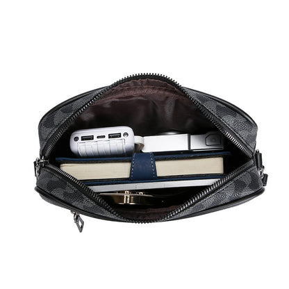 Fashion Business Shoulder Bag PU Leather Men Clutch Bag Wide Strap Crossbody Bag Designer Casual Male Messenger Pack Phone Purse