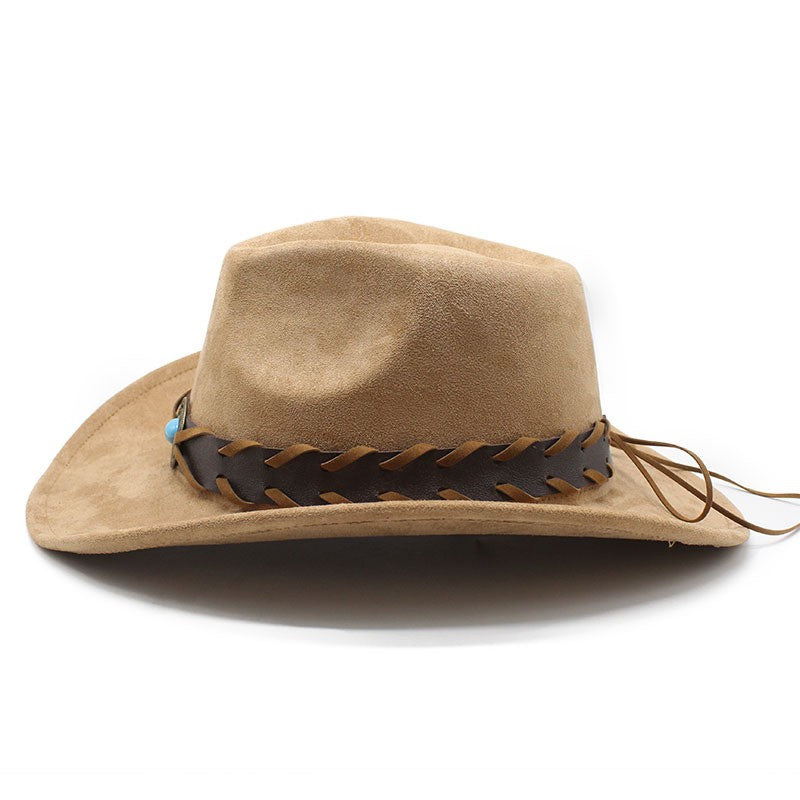 New Suede Western Cowboy Hat Men Women Vintage Gentleman Lady Jazz Cowgirl Panama Sun Cap Wide Brim Cloche Church Fedora Hats