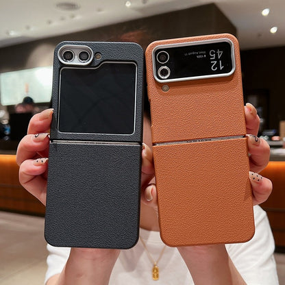 For Samsung Galaxy Z Flip 7 FE 6 5 4 3 5G Luxury Leather Case Shockproof Soft TPU Folding Phone Cover For Samsung Z Flip5 Flip6