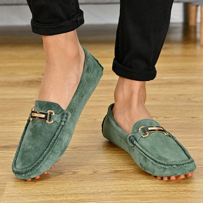 YRZL Loafers Men Big Size 48 Soft Driving Moccasins High Quality Flats Genuine Leather Shoes Men Slip-on Suede Loafers for Men