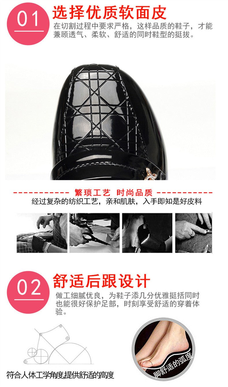 4.5cm British Style Deep Mouth Block Heels Shoes Women Loafers Bright Leather 2024 Spring Soft Leather Shoes for Office Mom