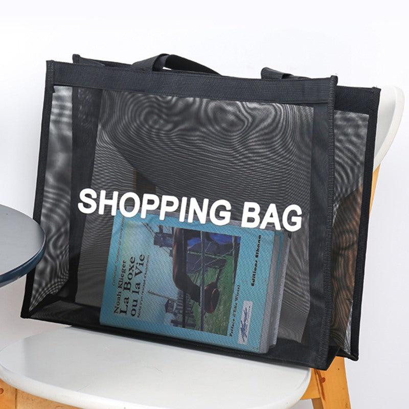 Mesh Shopping Bag Transparent Large Capacity One Shoulder Handbag Breathable Practical Durable Beach Travel Storage Bags