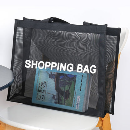 Mesh Shopping Bag Transparent Large Capacity One Shoulder Handbag Breathable Practical Durable Beach Travel Storage Bags