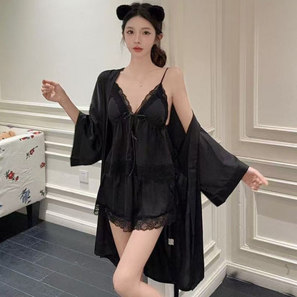 French-Style Strapless Nightgown for Women Summer Strapless Robe Two-Piece Set Summer Purely Sensual Beauty Straps with Padded C