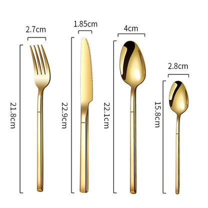 Cutlery set Thickening and widening high-grade 304 stainless steel tableware Knight knife fork spoon tableware set dinnerware