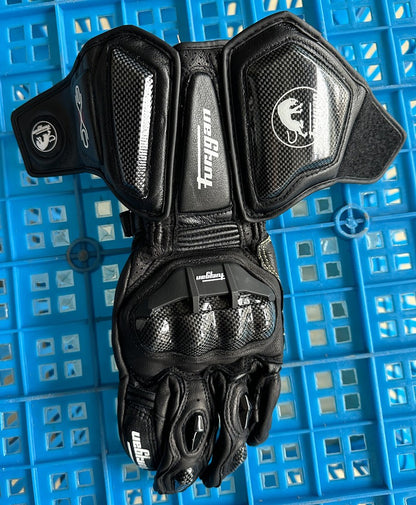 Luvas de Couro Genuíno para Motociclistas Masculinas Luvas de Motocross Corta-vento para Pilotagem ao Ar Livre Equipamento de Proteção para Motociclismo com Tela Sensível ao Toque