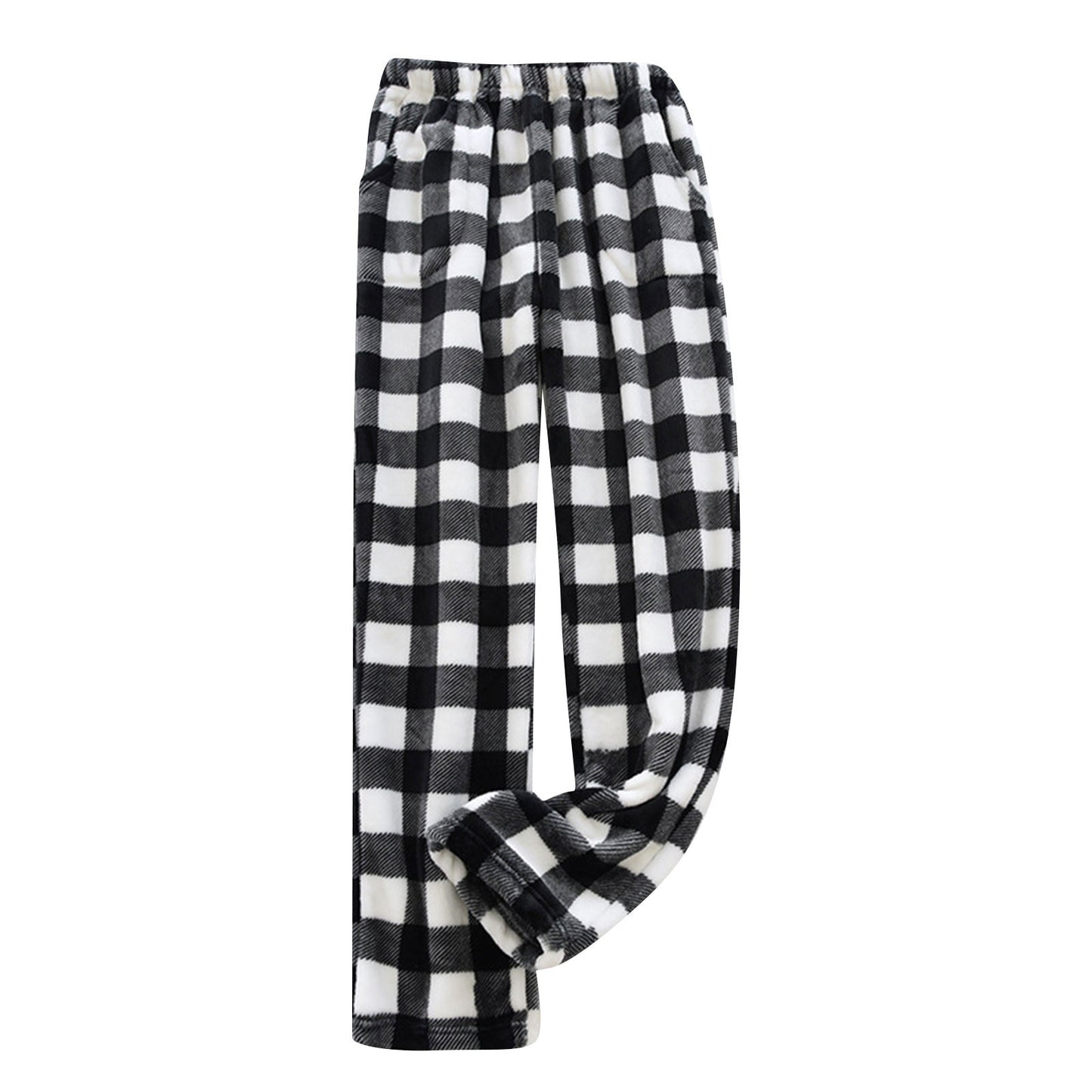 Women Pajama Pants Yoga Pants Elastic Waist Fuzzy Fleece Plaid Bottoms Soft Lounge Sleepwear With Pockets Plush Pajamas Pants