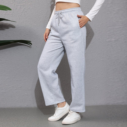 Wide Leg Pants For Women’s Fleece Lined Sweatpants Straight Pants Bottom All-Math Plain Fitness Joggers Pants Travel Basic