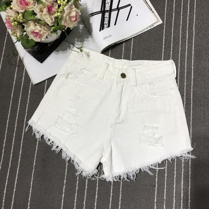 Sexy Hollow Out Denim Shorts Fashion Women Retro A-Line Loose High Waist Hot Girl Y2K Short Pants Casual Streetwear Trousers