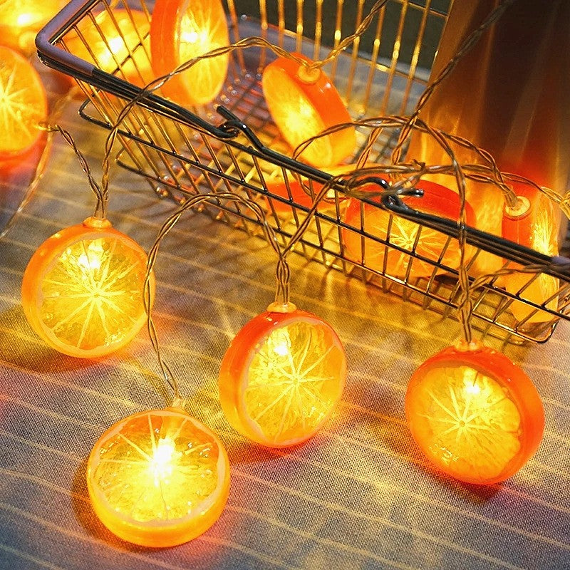 LED Lemon Garland Orange Slices String Light Yard Wedding Home Party Bedroom Decoration Battery Lamps Holiday Lighting