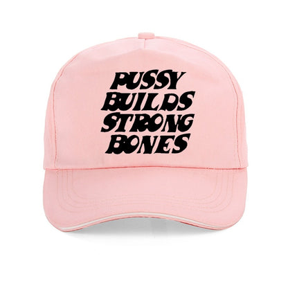 Boné Pussy Builds Strong Bones Boné de beisebol vintage Hip-Hop ajustável para homens e mulheres casual chapéus de sol de verão