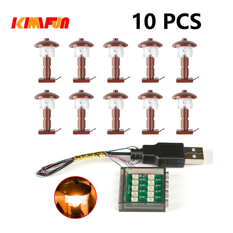 10PCS 0.8mm Pin RGB LED Building Blocks USB Lamp DIY Street Light City Electric Decorate 1X1 Brick Toy Compatible All Brands