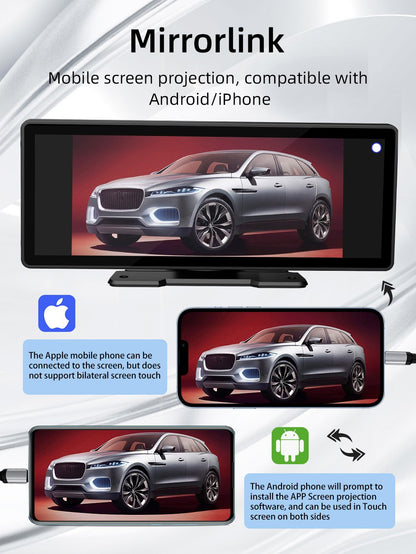 BQCC 10.26" IPS Polegadas Sem fio e com fio Carplay Android Auto Carro MP5 Player Saída de áudio Mirrorlink Rádio BT Automotivo Para Universal