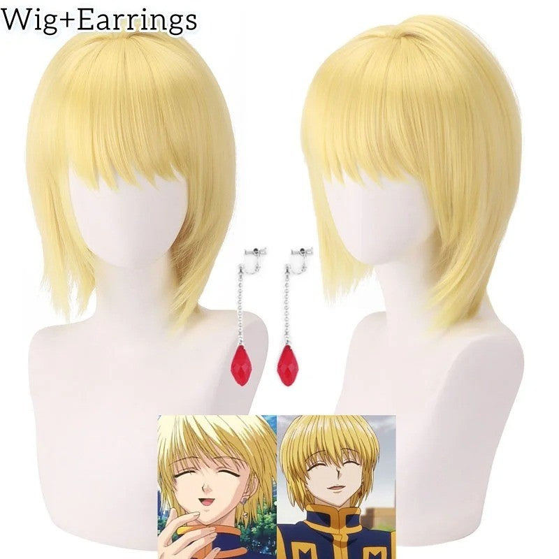 Anime Manga Hunter X Hunter Kurapika Cosplay Costume Wig Fingers Rings Chain Earrings Anime Uniforms Halloween Party Outfits
