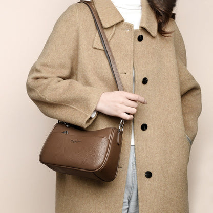 Genuine Brand Top Quality Soft Pu Leather Shoulder Crossbody Bags for Women 2026 Designer Handbag 2 Layers Hand Messenger Bag