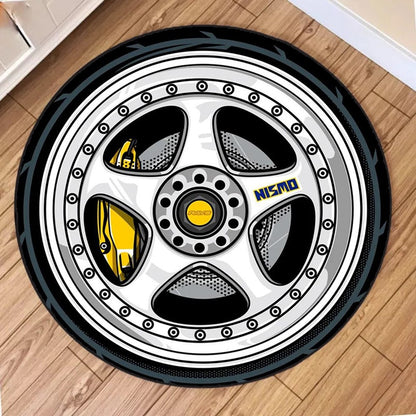 Fashion Wheels Printing Round Carpet Living Room Bedroom Kitchen Bathroom Floor Mat Soft Circle Rug Birthday Decor