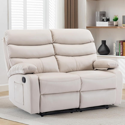 Reclining Loveseat, Leather Double Recliner Sofa with Side Pocket, Wall Hugger Loveseat Recliner for Living Room,