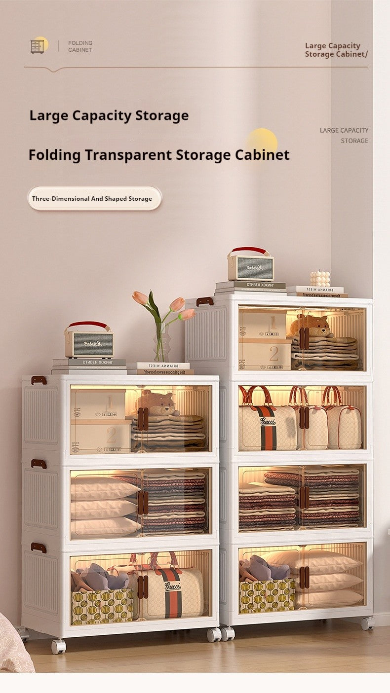 Large Volume Multifunction Folding Living Room Cabinet Closet Organizer With Wheel Stackable Sundries Large Capacity Storage Box