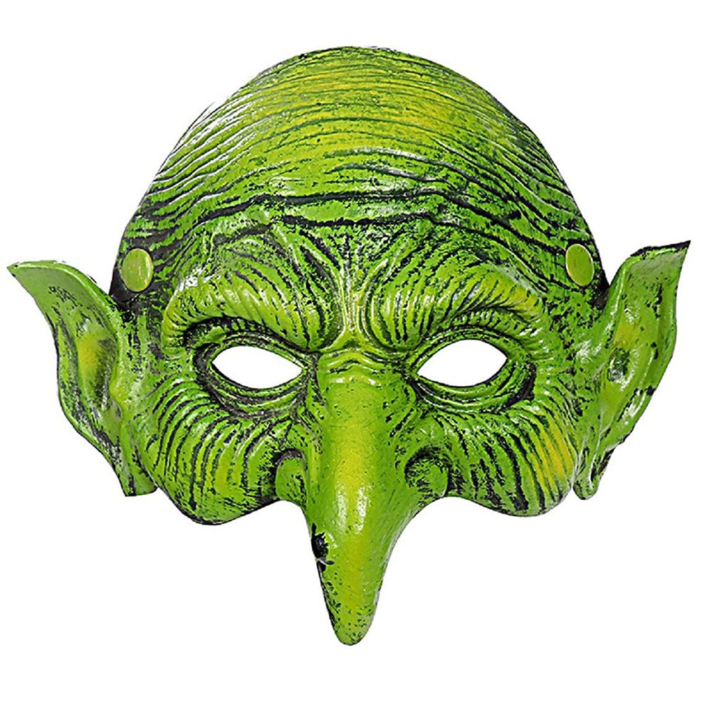 Old Witch Mask Halloween Masquerade Foam Goblin Mask Scary Green Half Face Eagle Nose Sorceress Mask for Cosplay Costume