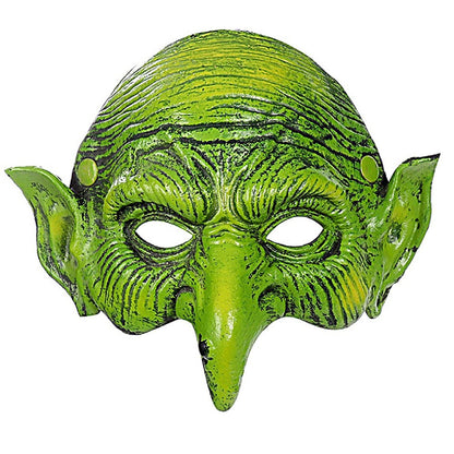 Old Witch Mask Halloween Masquerade Foam Goblin Mask Scary Green Half Face Eagle Nose Sorceress Mask for Cosplay Costume