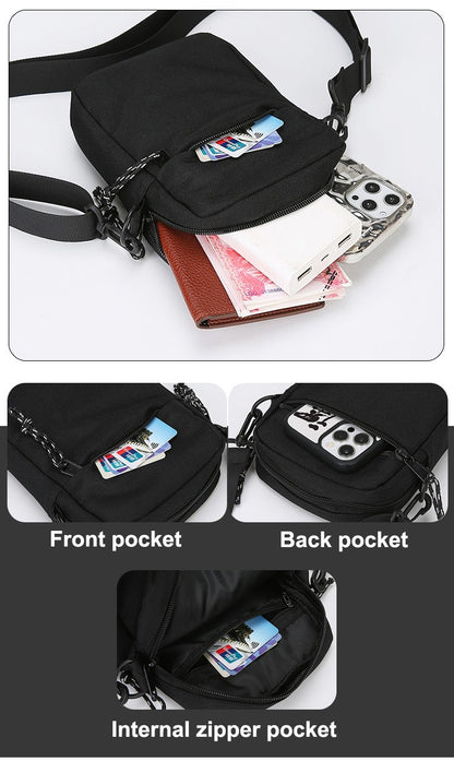 Simple Casual Mini Crossbody Bag Men's Nylon Small Shoulder Bag For Men Oxford Messenger Phone Side Sling Bag Husband Chest Pack