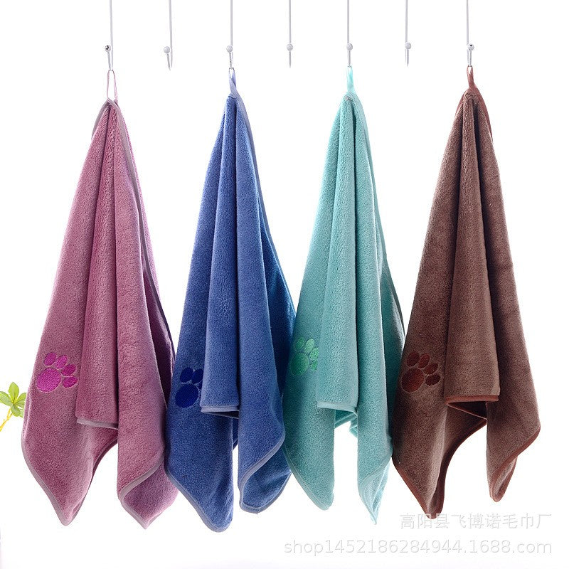 Toalha de Banho para Pets Personalizada Microfibra Super Absorvente Secagem Rápida Macia para Cães Gatos com Estampa de Patas e Nome Bordado
