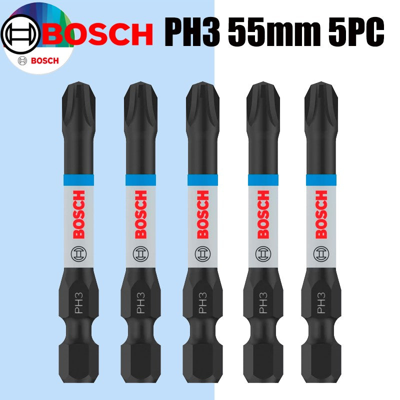Pontas de chave de fenda de impacto BOSCH PH/PZ 55mm Aço modificado S2 Processo de tratamento térmico Ferramentas de fixação de alta durabilidade