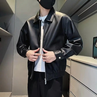 Men's PU Leather Jacket Motorcycle Style Stand Collar Spring Autumn Casual Workwear Fashionable Trendy New Hot Sale Of The Seaso