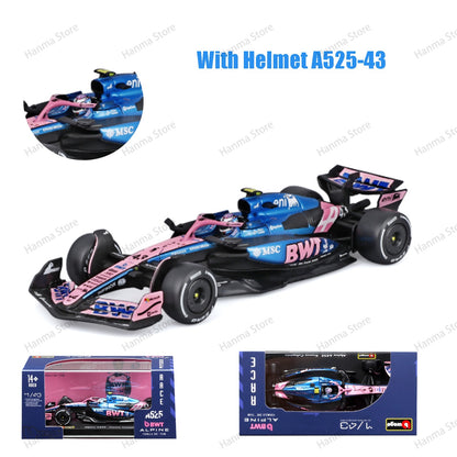 Bburago 1:43 F1 BWT Alpine Modelo Com Capacete 2025 Miniatura de Liga Carro de Corrida de Fórmula Brinquedo MCL39 W16 SF25 RB21 Japonês