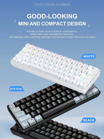 Teclado Mecânico com Fio Portátil APAYADO K61 60% com Fio 61 Teclas RGB Fantasma