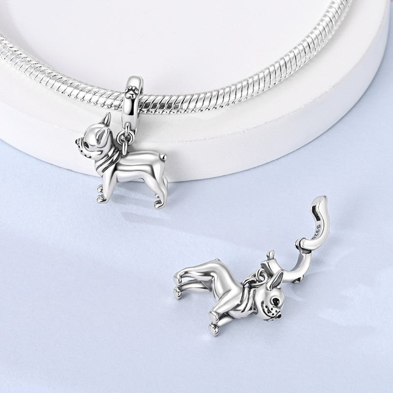 925 Sterling Silver Dog Charms French Bulldog Poodle German Shepherd Beagle Dachshund Pendants Fit Bracelets DIYJewelry Gift