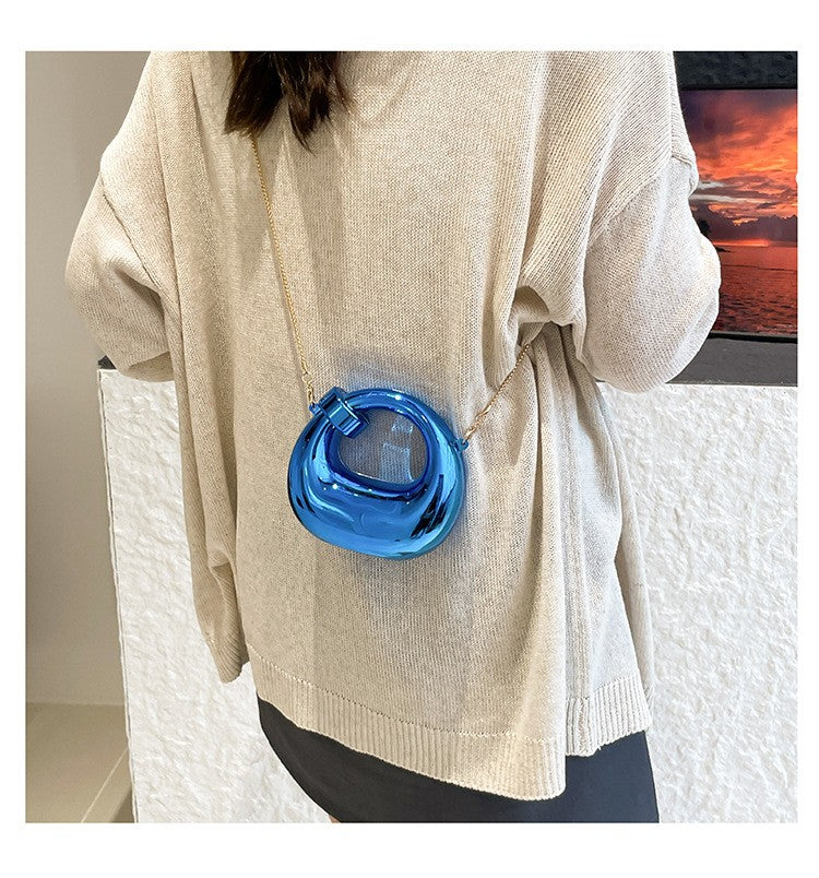 Fashion Crescent Mini Acrylic Chain Evening Bag for Women, Shoulder and Crossbody Bag