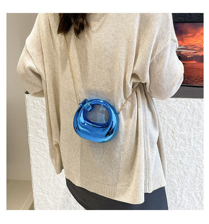 Fashion Crescent Mini Acrylic Chain Evening Bag for Women, Shoulder and Crossbody Bag